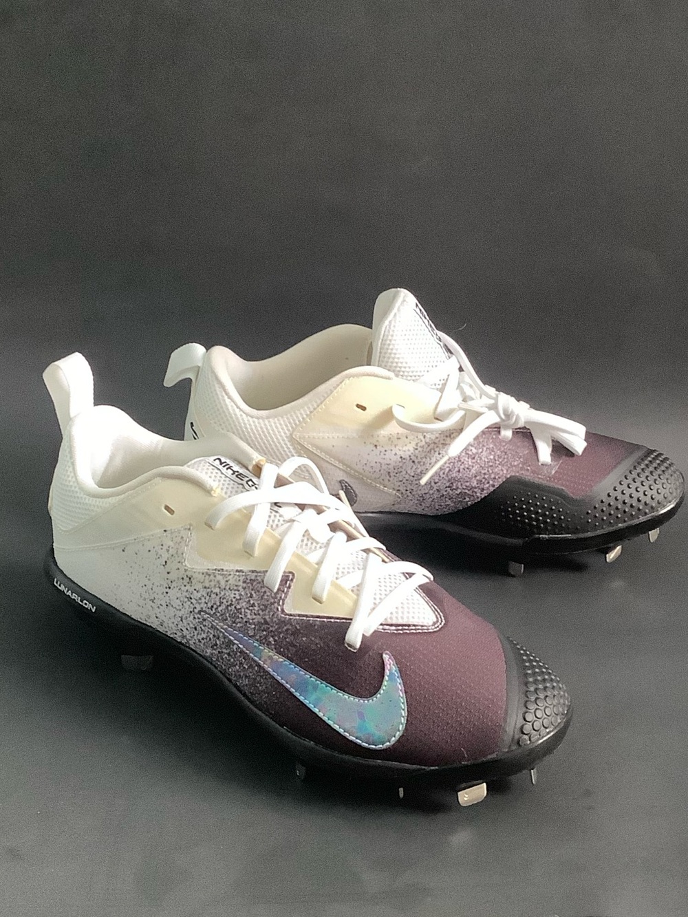 Nike Lunar Vapor Ultrafly Pro White Black Gradient Baseball Cleats US: 7
